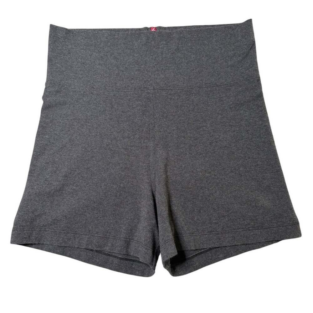 Hard Tail Forever Womens Yoga Shorts Charcoal Gray High Waist Cotton Lycra L